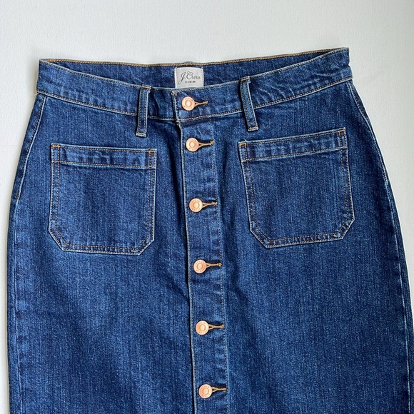 J.Crew Button Front Skirt-Dark Jean Wash- NWT- Size 29 - Picture 3 of 6